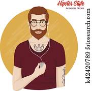 hipster, estilo, modelo