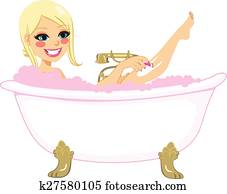 Woman Shaving On Bathtub Woman Shaving On Bathtub