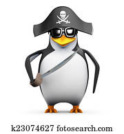3d Pirate penguin with cutlass 3d Pirate penguin with cutlass