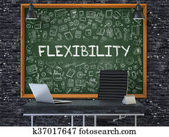 Chalkboard on the Office Wall with Flexibility Concept.