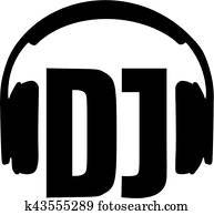 DJ word with headphones DJ word with headphones