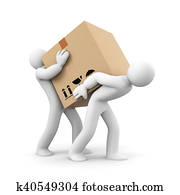 gens, porter, lourd, boîte