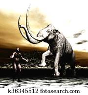 Mammoth with prehistoric man Mammoth with prehistoric man
