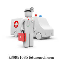 Medic with ambulance Medic with ambulance