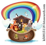 Noah's Ark With Rainbow Noah's Ark With Rainbow