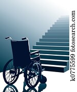 כיסא גלגלים, ו, stairs,, וקטור