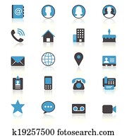 Contact flat with reflection icons Contact flat with reflection icons