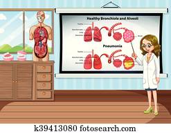 Doctor explaining lung disease in the room