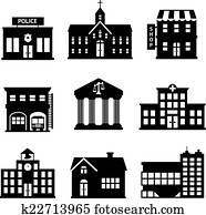 edificiosdel gobierno, negro y blanco, iconos