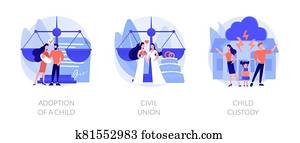 Family law abstract concept vector illustrations. Family law abstract concept vector illustrations.