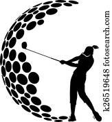 mulheres, golfe, g, desenho