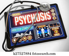 Psychosis on the Display of Medical Tablet.