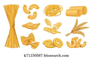 realistisch, macaroni., italienischer, trocken, weizen, essen, verschiedene arten pasta, nudeln, farfalle, fusilli, penne., vektor, 3d, freigestellt, satz realistisch, macaroni., italienischer, trocken, weizen, essen, verschiedene arten pasta, nudeln, farfalle, fusilli, penne., vektor, 3d, freigestellt, satz