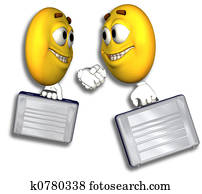 smiley, zakenlui, handdruk, &, steegjes