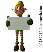 Toon Elf with Sign Toon Elf with Sign