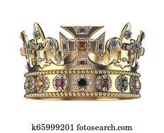 כתר של זהב, עם, תכשיטים, הפרד, ב, white.