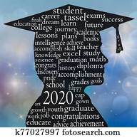 boy 2020 graduate silhouette with word cloud boy 2020 graduate silhouette with word cloud