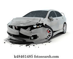 Car accident on white background Car accident on white background