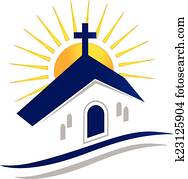 Church with sun logo vector icon Church with sun logo vector icon