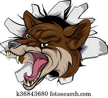 coiote, mascote, partir, saída