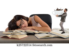 Exhausted girl needs a coffee