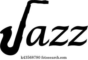 Jazz word with Saxophone Jazz word with Saxophone
