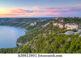 Casas, waterside, en, capellán, isla, meridional, tejas, estados unidos