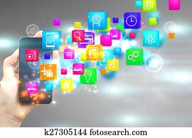 social, mídia, concept.