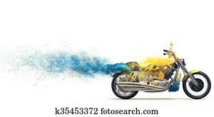 Yellow heavy bike - blue particles Yellow heavy bike - blue particles
