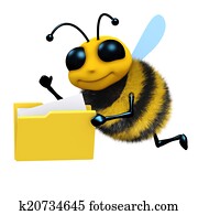 3d Bee with folder of files 3d Bee with folder of files