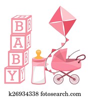 Pink baby bottle with bow Clipart | k16736691 | Fotosearch