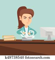 boos, accountant, tearing, rekeningen, of, invoices.