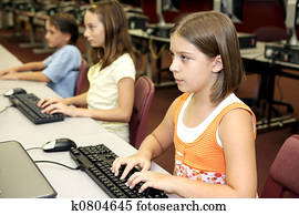 estudantes, ligado, computadores