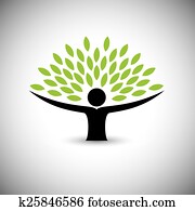 folk, omfavning, tre, eller, natur, -, eco, livsstil, begrep, vector.