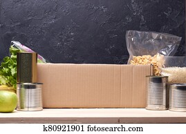 Food donations with empty cardboard