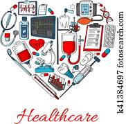 Healthcare icons in shape of heart Healthcare icons in shape of heart