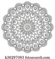 mandala, com, mão, desenhado, elementos