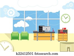 Modern office interior with designer desktop