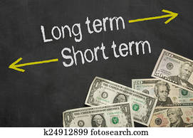 tekst, på, sort vægtavle, hos, penge, -, langt vilkår, og, kort, vilkår