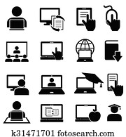 Online education and learning icons Online education and learning icons