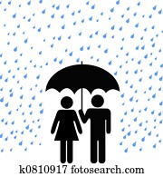 Secure Umbrella Couple Rain