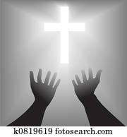 Supplication Hands Cross Silhouette Supplication Hands Cross Silhouette