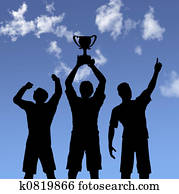 Trophy Celebration Silhouettes on Sky Trophy Celebration Silhouettes on Sky