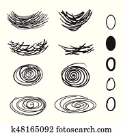 Vector of bird's nest and eggs on white background. Vector of bird's nest and eggs on white background.