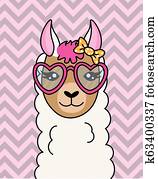 חמוד, לאמה, עם, משקפי שמש