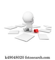 3D Character is stressed out because he can't organize his papers 3D Character is stressed out because he can't organize his papers