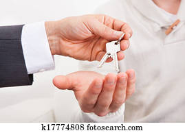 agente inmobiliario, dar, teclas de casa