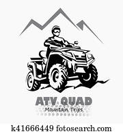 atv, quad bike stylized silhouette vector symbol, design element for logo or emblem atv, quad bike stylized silhouette vector symbol, design element for logo or emblem