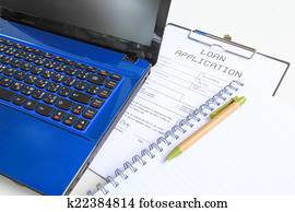 computer notebook with loan application