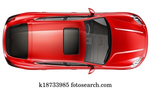 Red sports car - top view Red sports car - top view